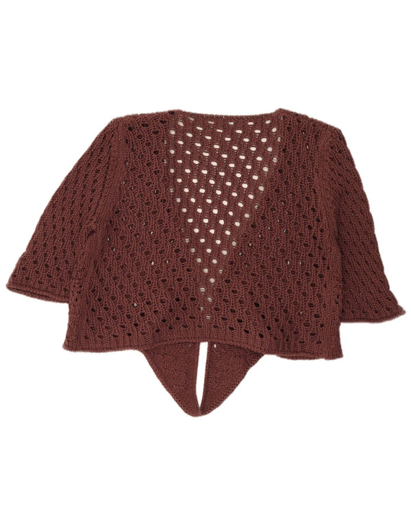 Vintage Womens 3/4 Sleeve Open Bolero Jumper UK 10 Small Burgundy