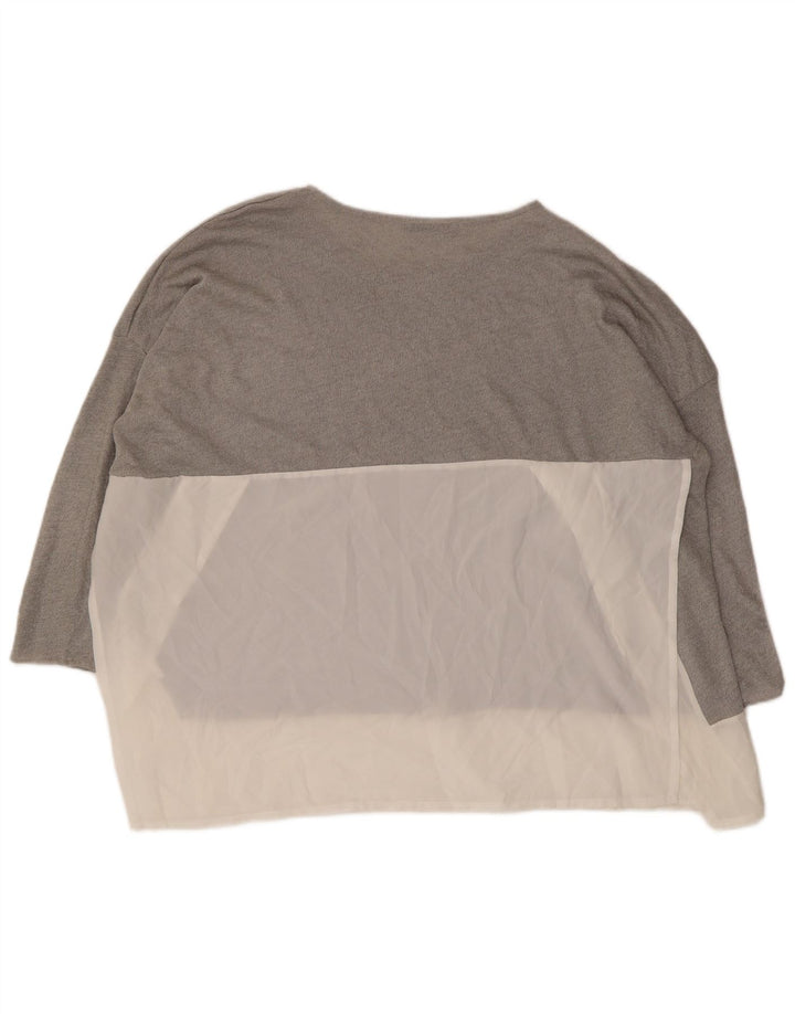 Damski top oversize Zara z rękawem 3/4, UK 14, średni szary, blok kolorów