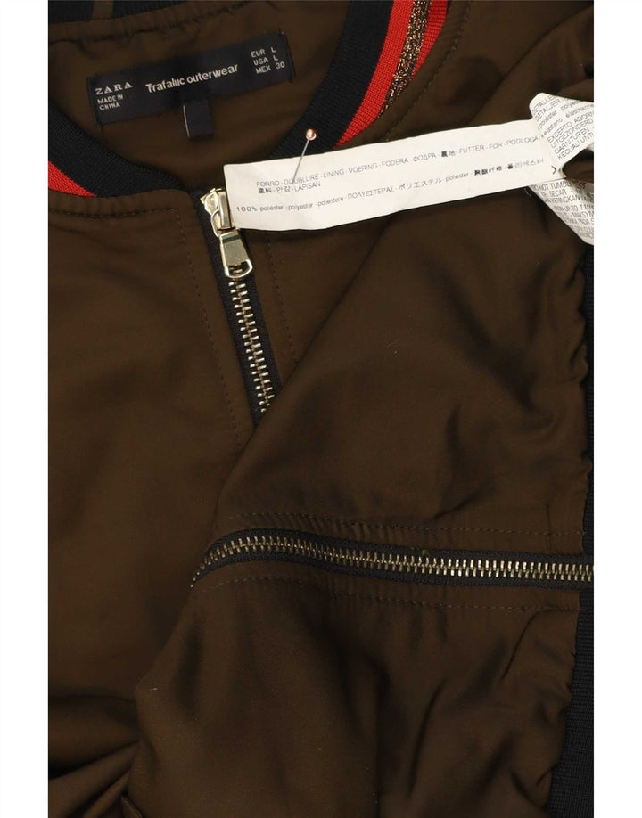 Damska kurtka bomberka Zara UK 40, duża, khaki, poliester