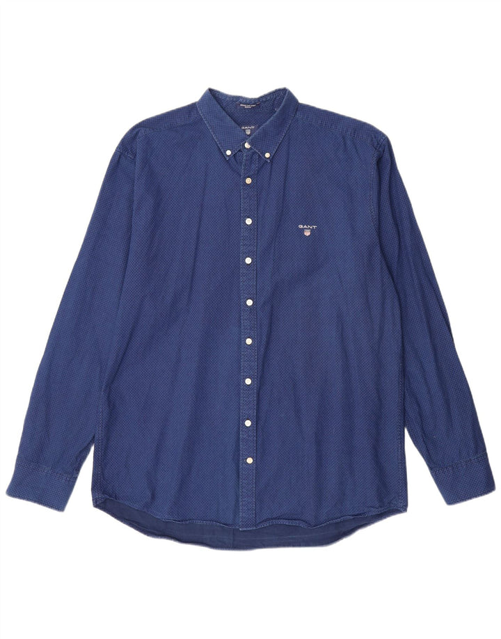 Koszula męska GANT o regularnym kroju, rozmiar 45/46 18 2XL, niebieska, geometryczna bawełna