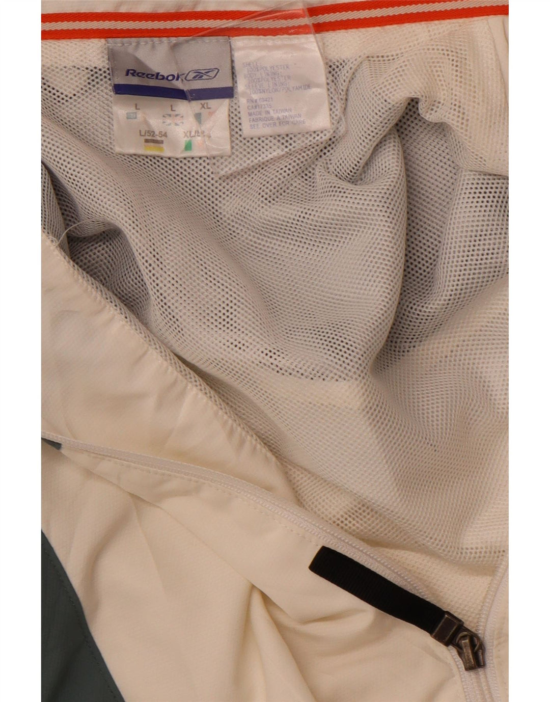 Męska kurtka dresowa REEBOK, duża, złamana biel, poliester w blokach kolorów