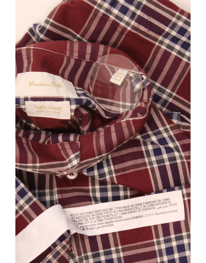 Koszula męska Massimo Dutti, bawełniana w średnią bordową kratkę