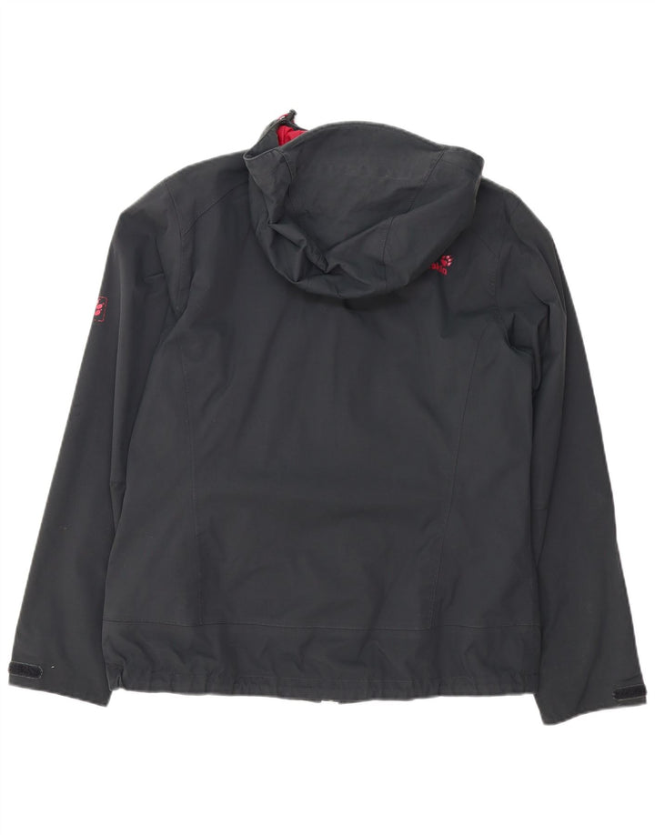 Damska kurtka przeciwdeszczowa z kapturem Jack Wolfskin UK 16, duża, szary poliamid