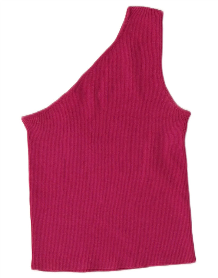 Damski krótki top na jedno ramię ZARA UK 8, mały, różowy nylon