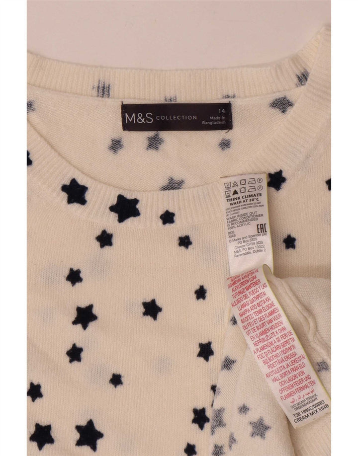 Marks & Spencer Damski sweter z dekoltem w łódkę, UK 14, duży, biały