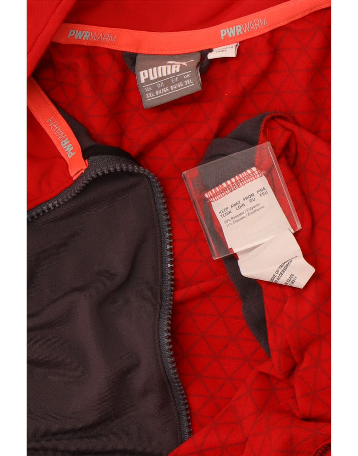 Męski dres PUMA z zamkiem błyskawicznym, 3XL, szary poliester z blokami kolorów