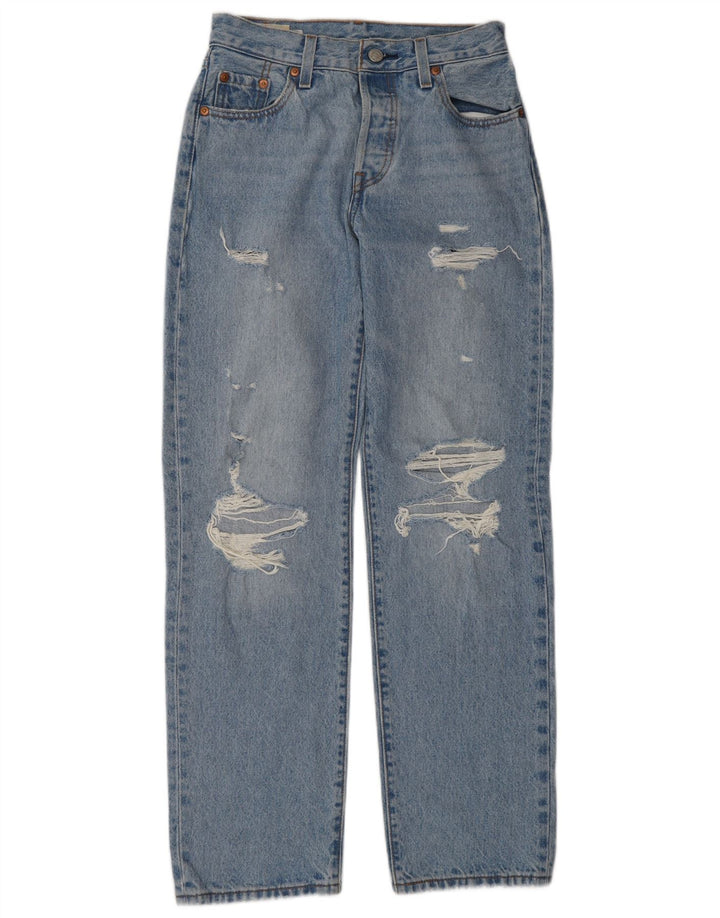 Damskie jeansy Levi's 501 w trudnej sytuacji W23 L30 Niebieska bawełna