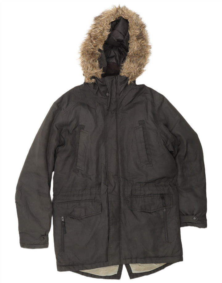 Męska kurtka parka z kapturem JACK & JONES UK 40, duża, czarna