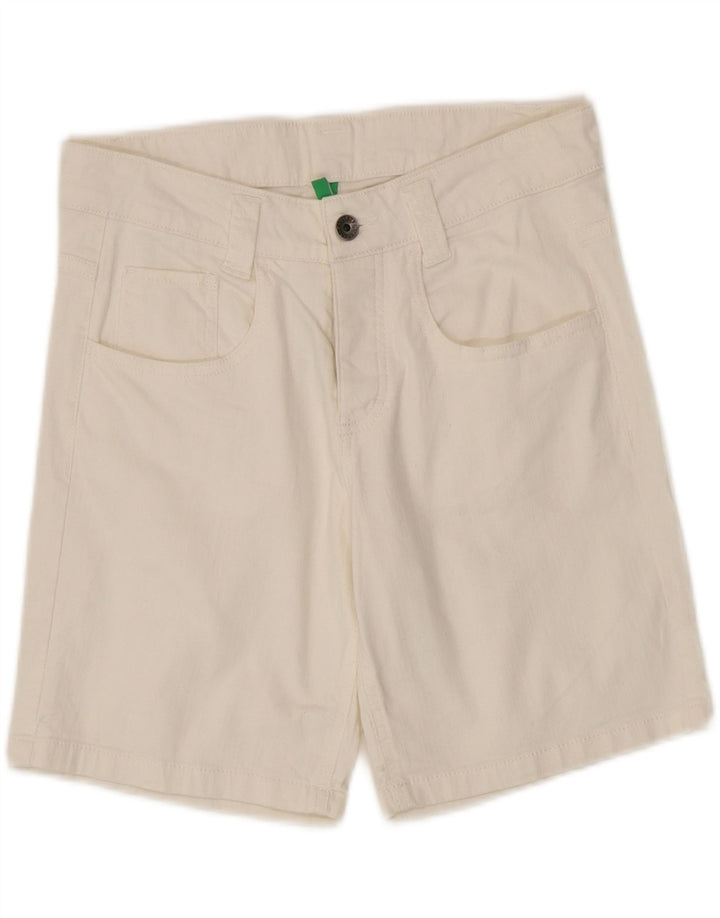 Damskie spodenki jeansowe Benetton UK 8 Small W30 Biała bawełna