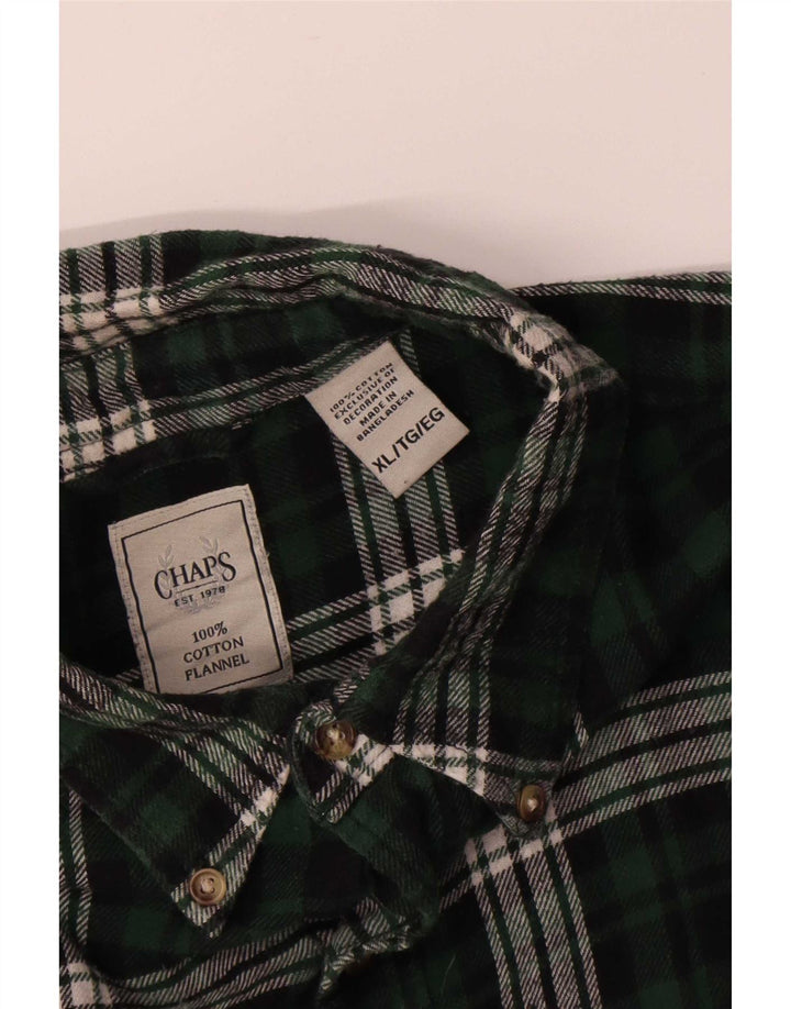 Męska koszula flanelowa Chaps XL, bawełniana w zieloną kratkę