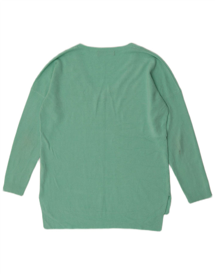 Marks & Spencer Damski sweter z dekoltem w kształcie litery V, UK 12, średni zielony akryl