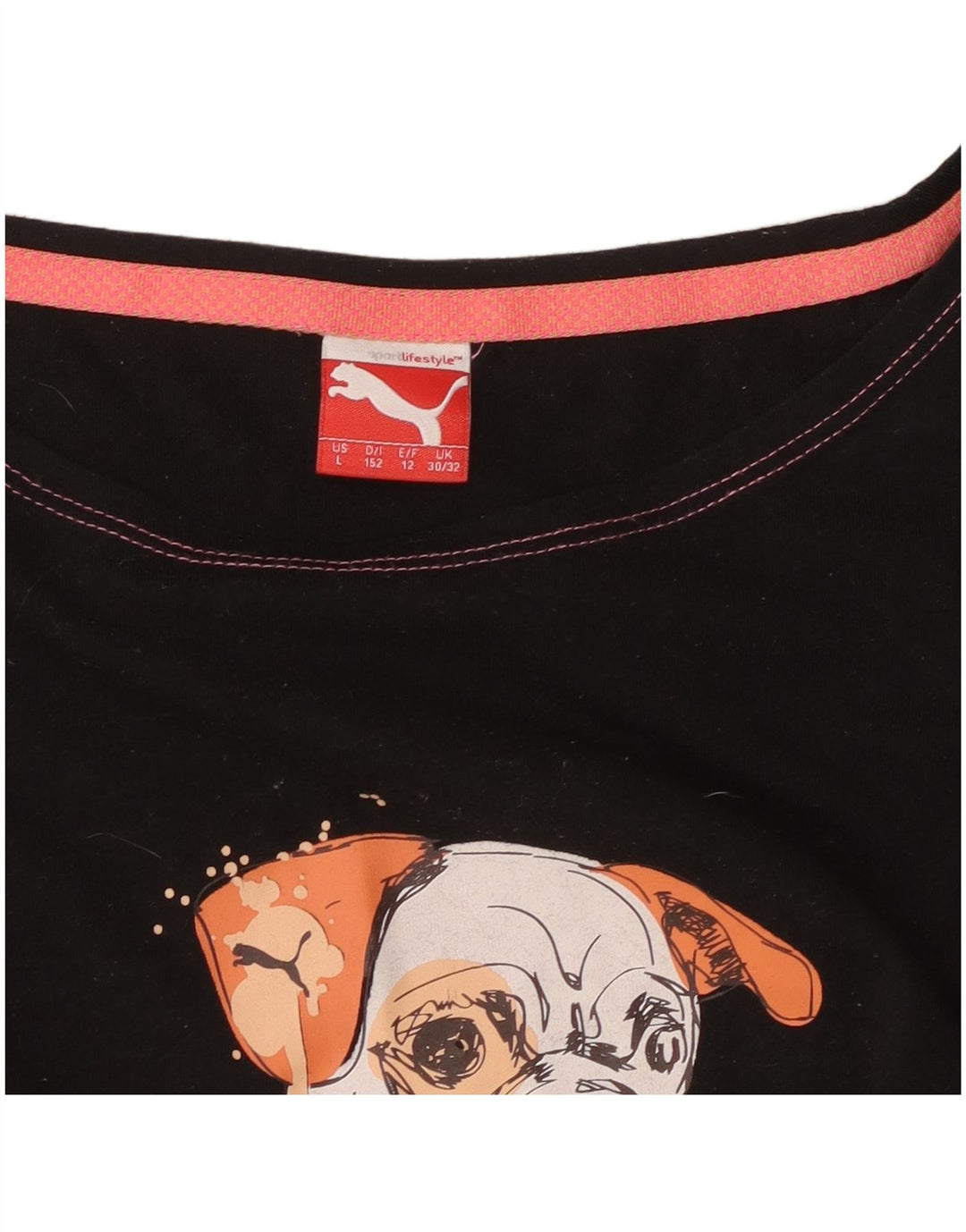 Dziewczęcy T-shirt z grafiką PUMA, 11-12 lat, czarny