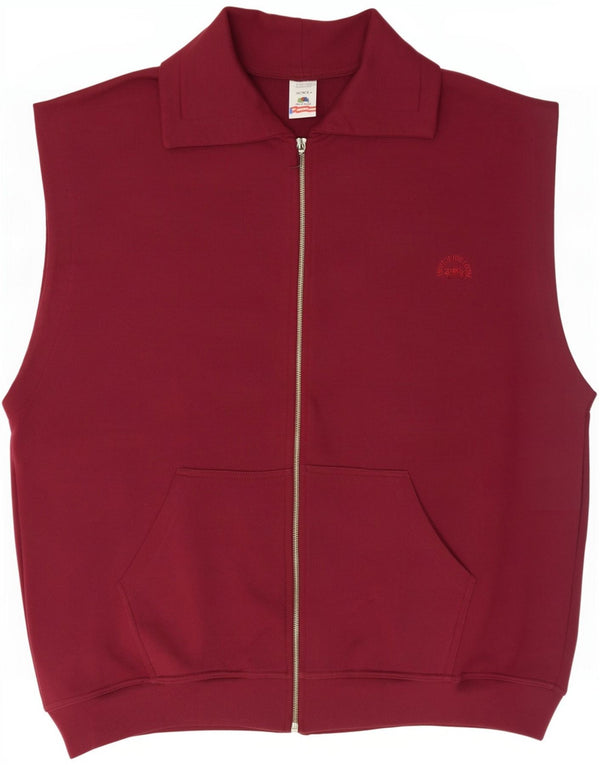 Fruit Of The Loom Mens Sleeveless Tracksuit Top Jacket 2XL Burgundy Cotton