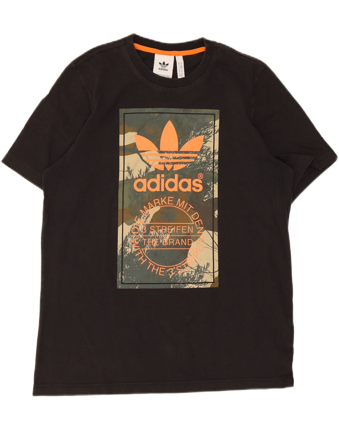 Męska koszulka z grafiką Adidas, średnia, czarna bawełna