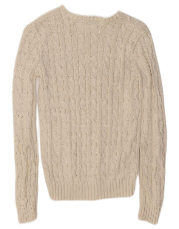 Damski sweter z dekoltem w łódkę Ralph Lauren UK 6 XS, biała bawełna