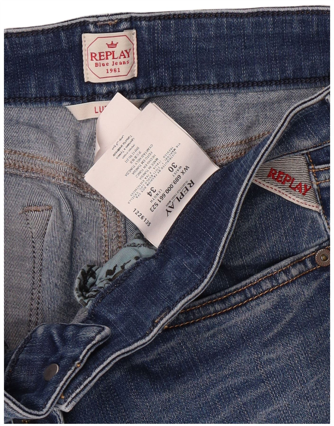 REPLAY Damskie Luz Skinny Jeans W30 L34 Niebieska bawełna