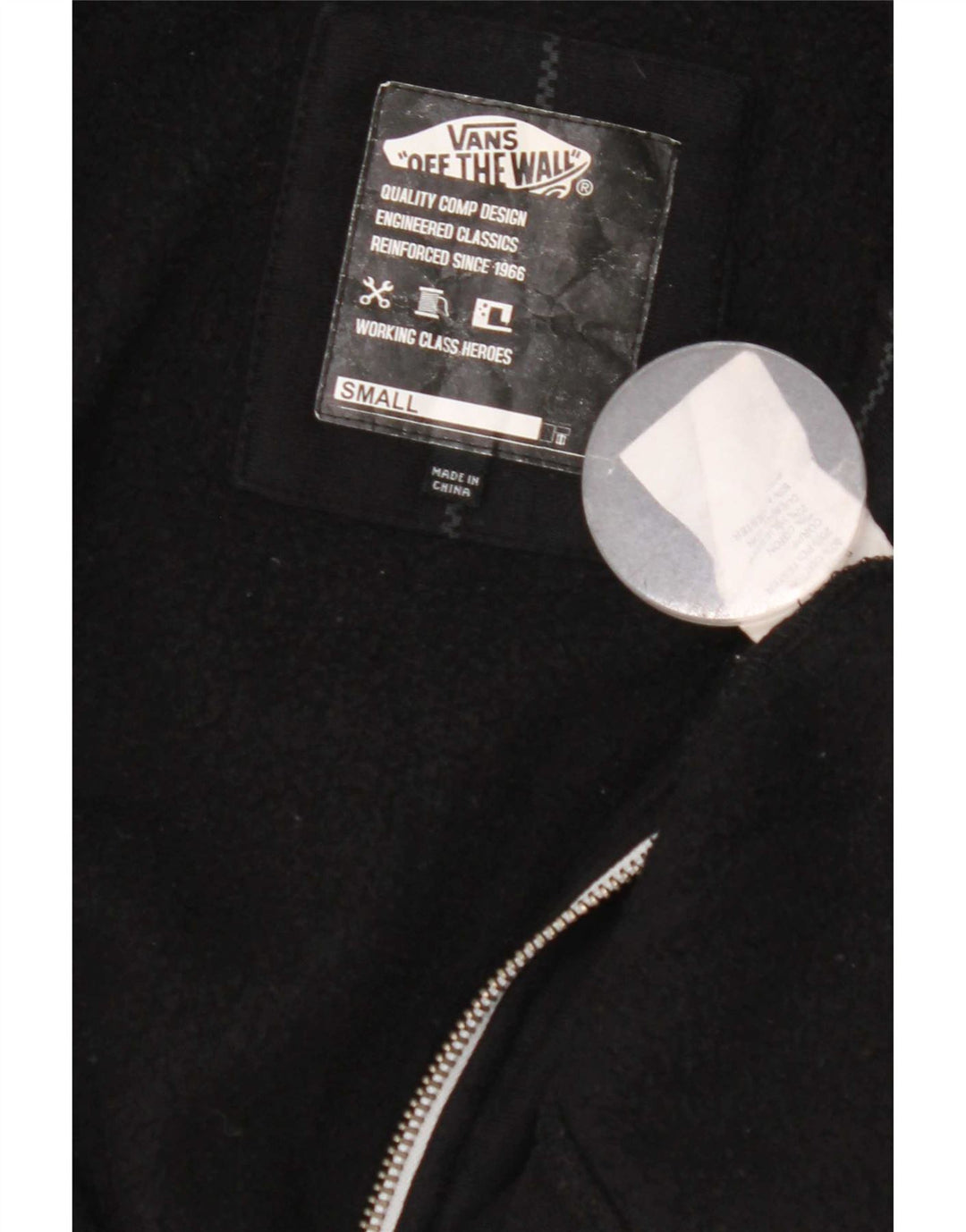 Męski sweter Vans z kapturem i zamkiem, małe, czarne, bawełniane paski
