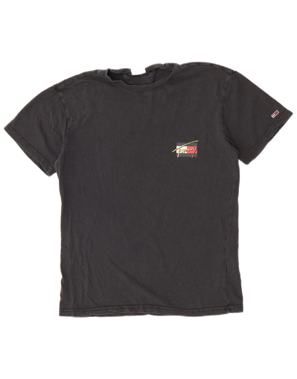 Męski T-shirt z grafiką Tommy Hilfiger, mały, czarny, bawełniany