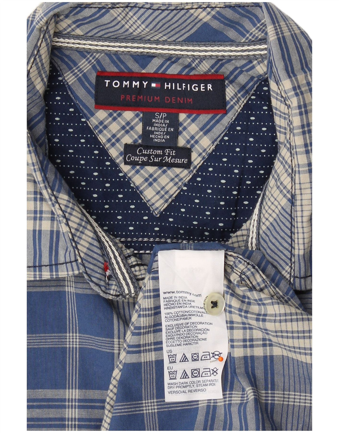 Koszula męska TOMMY HILFIGER o dopasowanym kroju, mała, bawełniana w niebieską kratkę
