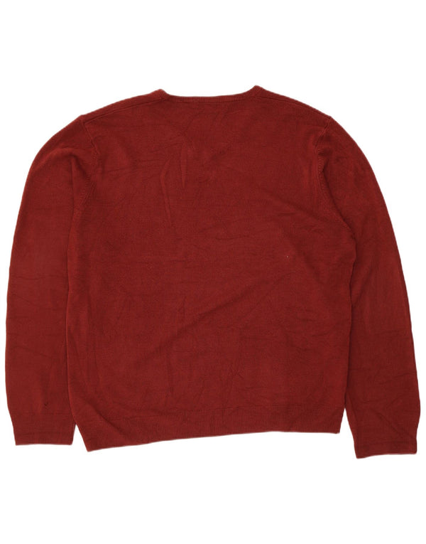 Marks & Spencer Męski sweter z dekoltem w kształcie litery V XL, bordowy, akrylowy
