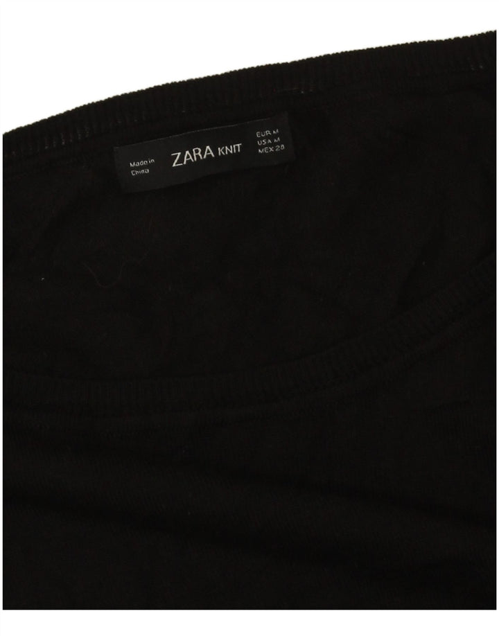 Damski sweter oversize z dekoltem w łódkę Zara UK 14, średni czarny