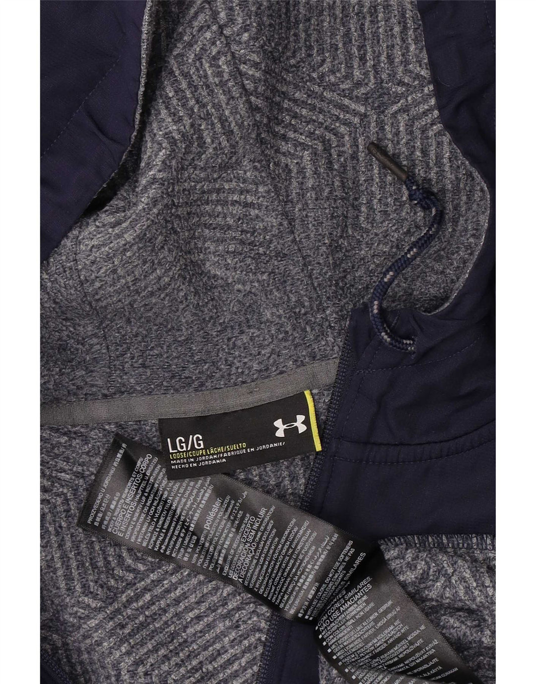 Męski sweter z kapturem i zamkiem Under Armour, duży, szary, kolorowy poliester