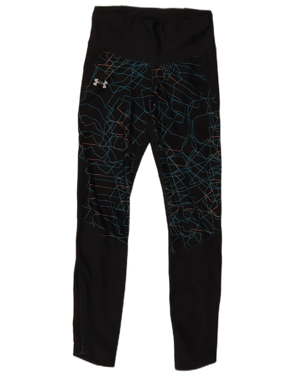 Damskie legginsy Under Armour Heat Gear UK 8, małe, czarne, geometryczne