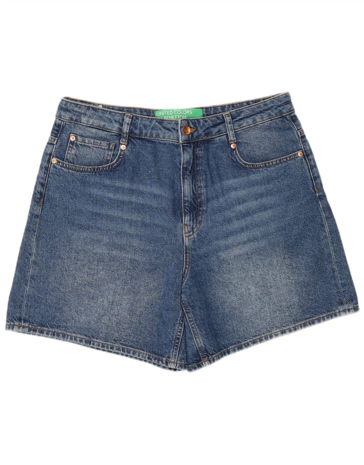 BENETTON Mens Denim Shorts W32 Medium Blue Cotton