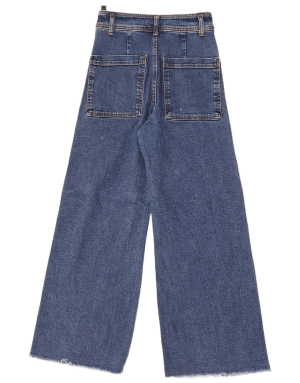 Damskie jeansy z szeroką nogawką Zara z wysokim stanem EU 34 2XS W24 L28 Niebieskie
