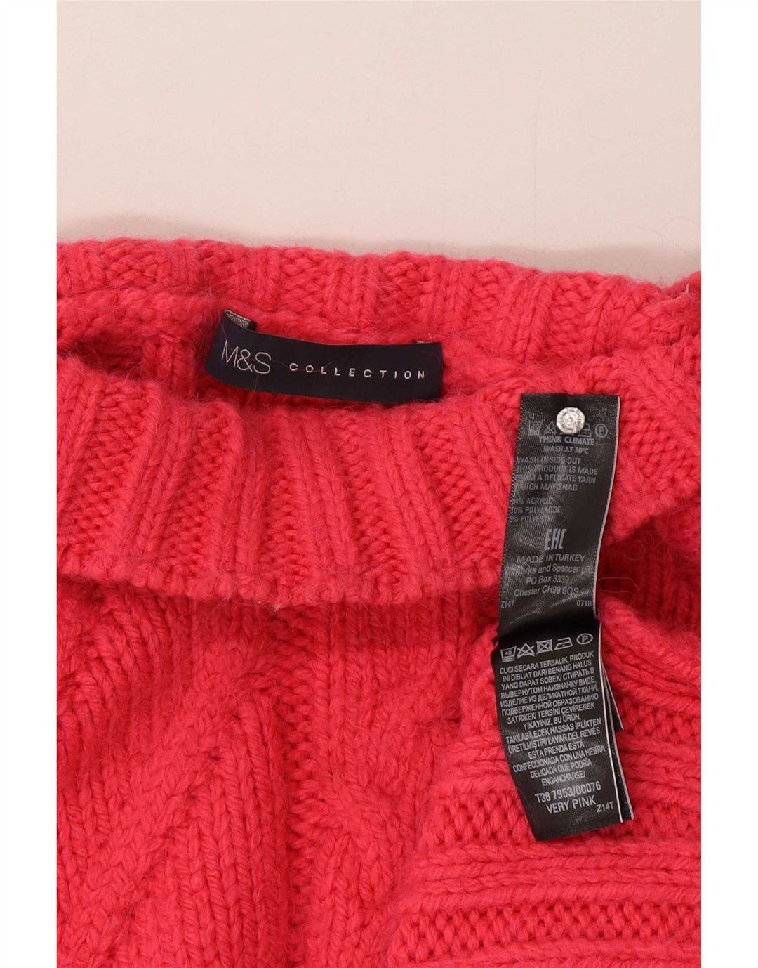 Marks & Spencer Damski sweter z golfem UK 16, duży różowy
