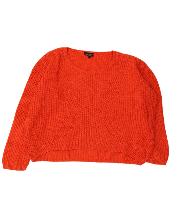 Topshop Damski sweter typu Crop Oversize z dekoltem w łódkę UK 14, duży pomarańczowy