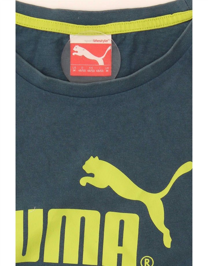 Męski T-shirt z grafiką Puma, średni niebieski