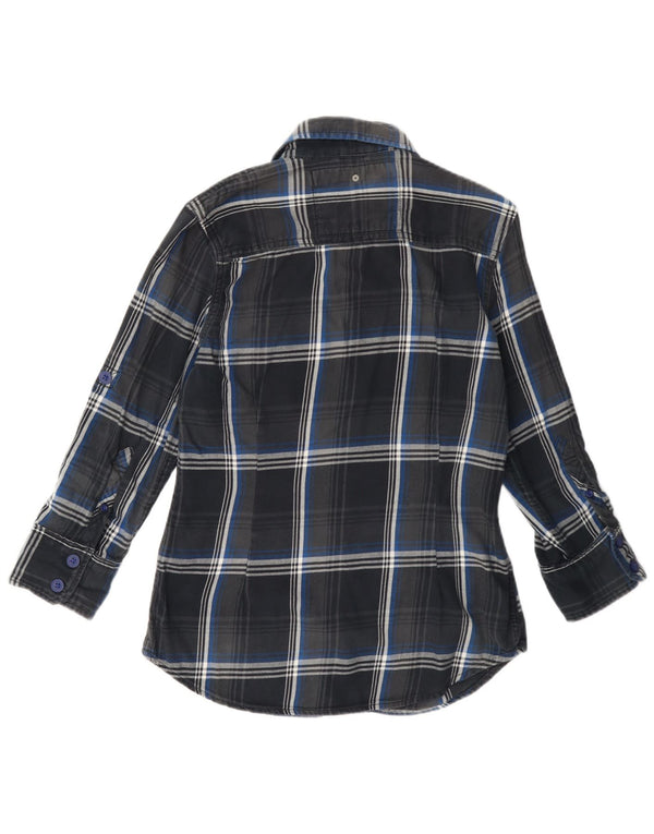 Damska koszula flanelowa Superdry UK 14, średnia, granatowa, bawełniana w kratę