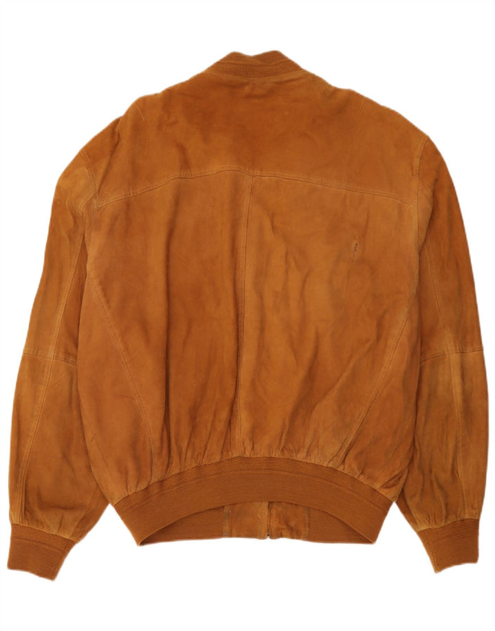 Vintage męska zamszowa kurtka bomber IT 54 2XL brązowa skóra