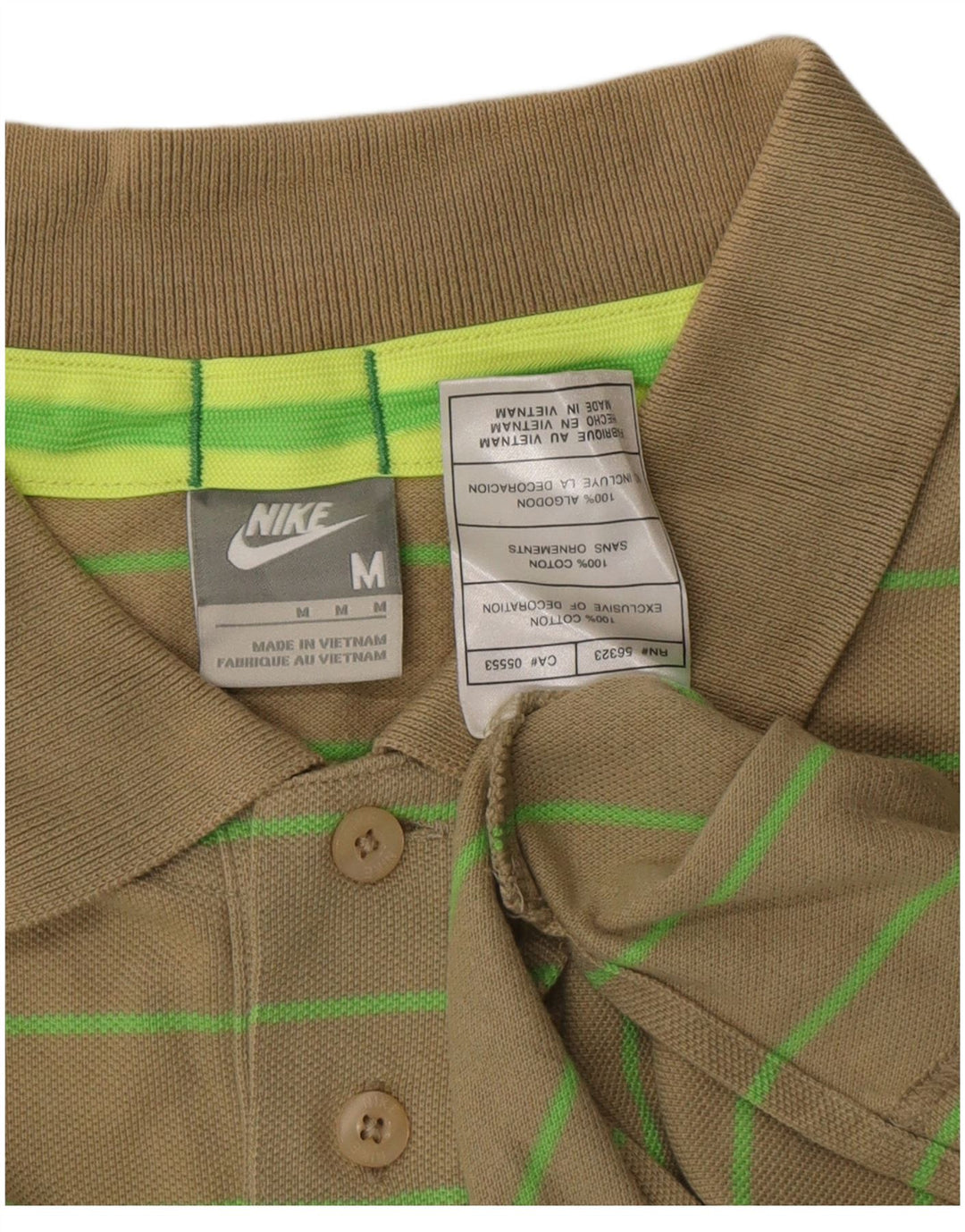 Męska koszulka polo Nike, bawełniana w średnie paski w kolorze khaki