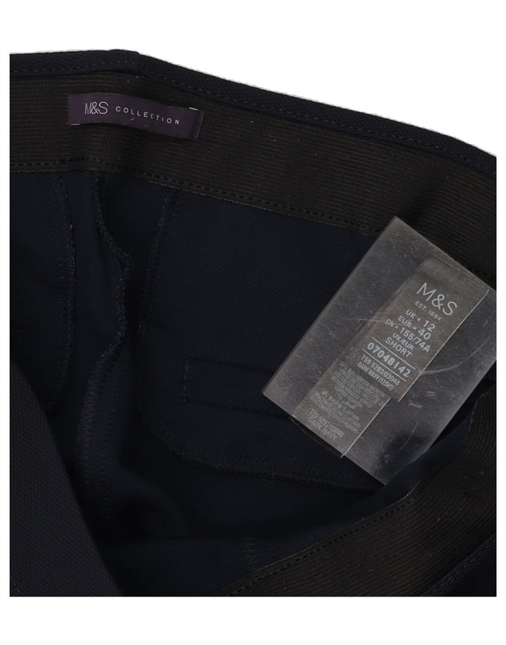 MARKS & SPENCER Womens Cropped Trousers UK 12 Medium W23 L24 Navy Blue Vintage Marks & Spencer and Second-Hand Marks & Spencer from Messina Hembry 