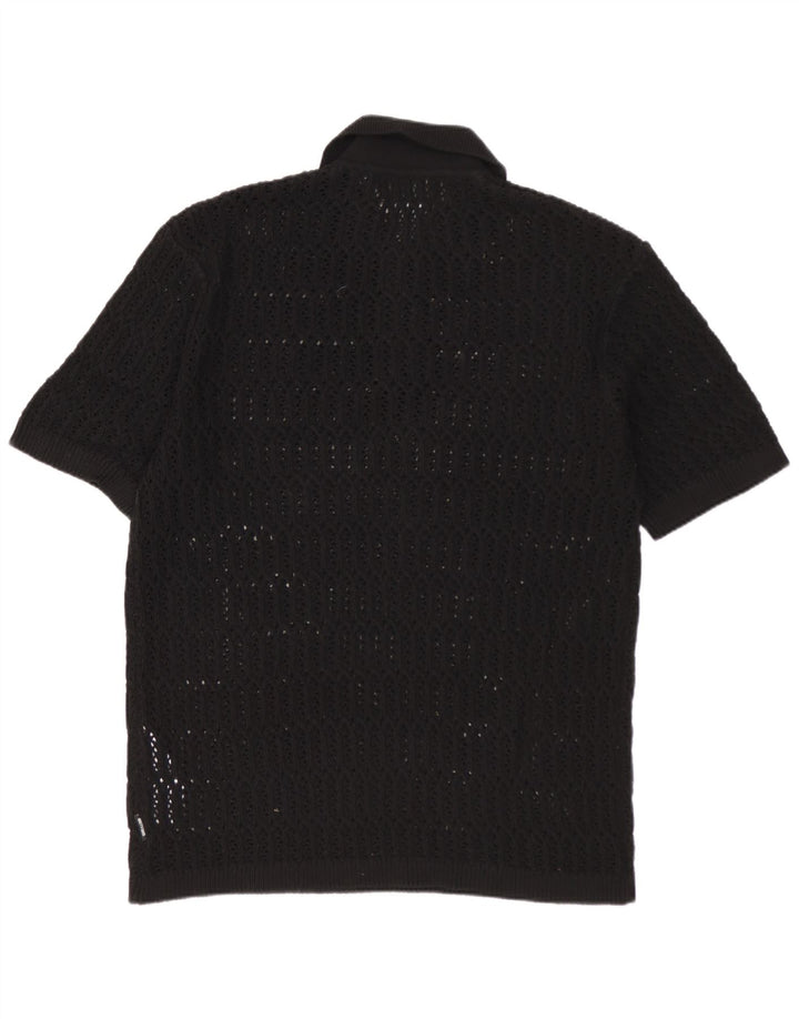 ONLY & SONS Męski sweter polo z krótkim rękawem, średniej wielkości, wykonany z czarnej bawełny