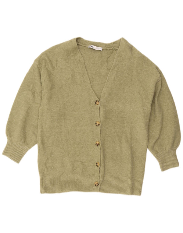 Damski sweter oversize Zara UK 10, mały, khaki, akryl
