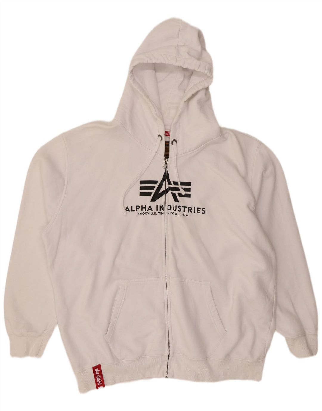 Męski sweter z kapturem i grafiką ALPHA INDUSTRIES 4XL, biała bawełna
