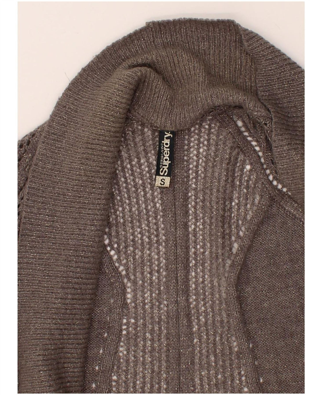 SUPERDRY Womens Oversized Cardigan Sweater UK 10 Small Grey Acrylic Vintage Superdry and Second-Hand Superdry from Messina Hembry 