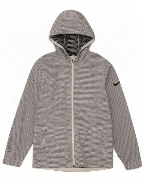 Męska kurtka przeciwdeszczowa z kapturem Nike UK 38 Średni szary geometryczny nylon