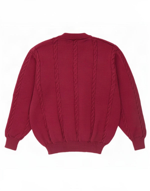 Vintage męski sweter z okrągłym dekoltem XL, bordowy