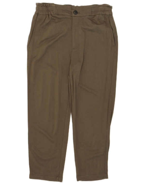 Damskie zwężane spodnie chino z wysokim stanem Zara XL W32 L27 Khaki wiskoza
