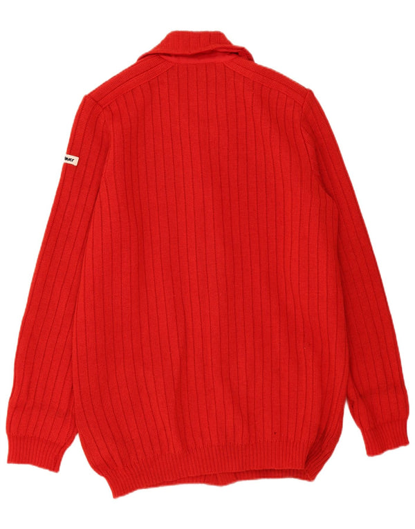 Sweter męski w stylu vintage, UK 46 XL, czerwona wełna