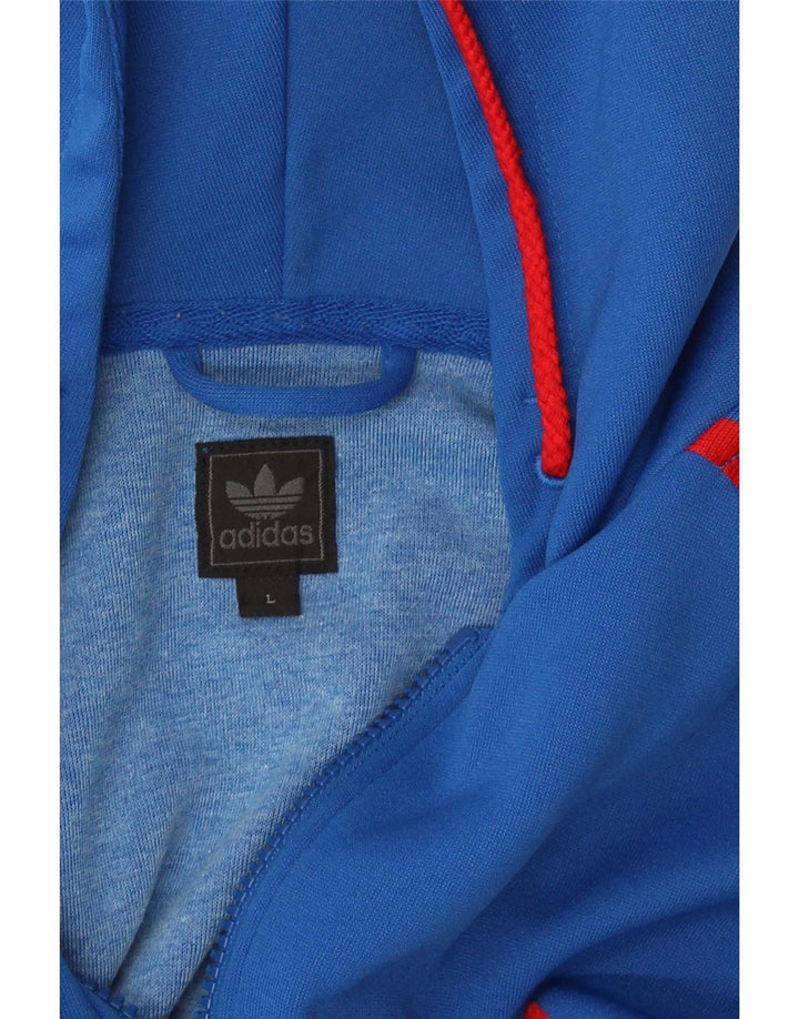 Adidas Męski sweter z kapturem i zamkiem błyskawicznym, duży, niebieski
