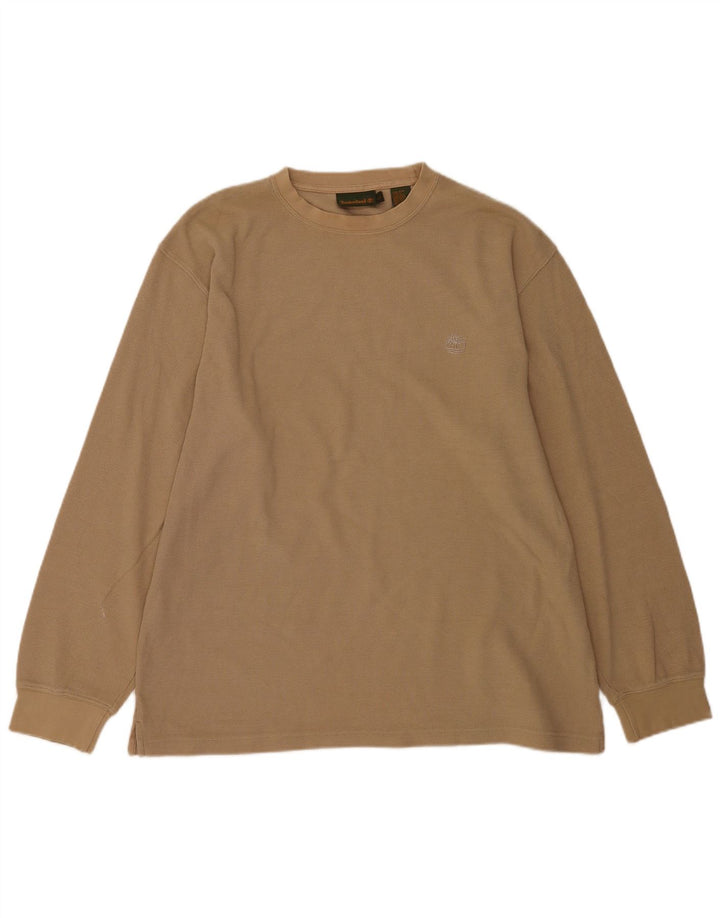 Męski top Timberland z długim rękawem, duży, brązowy, bawełniany