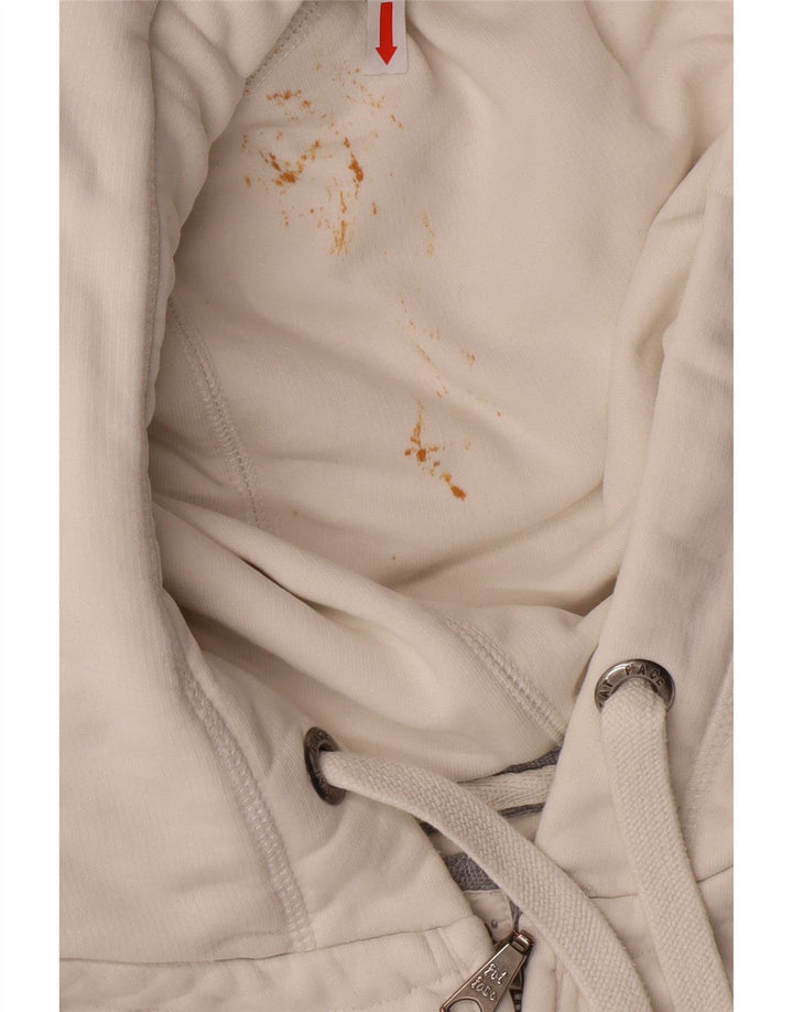 FAT FACE Womens Zip Hoodie Sweater UK 12 Medium  White Cotton