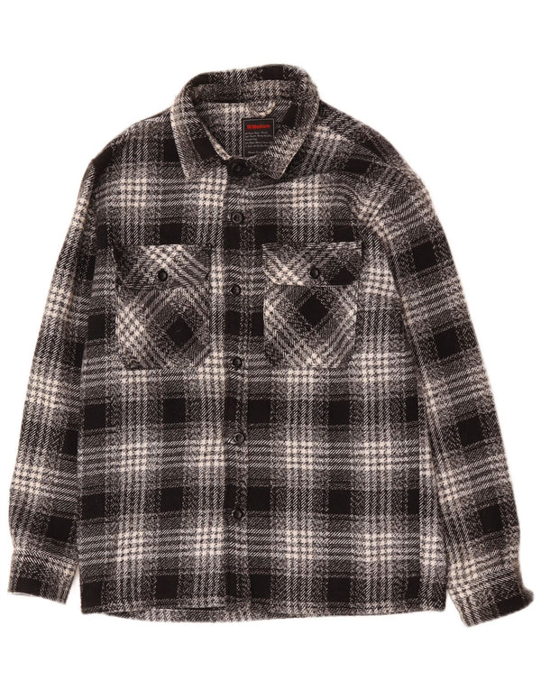 Męska koszula wierzchnia w stylu vintage, flanelowa, średnia, czarna, bawełniana krata