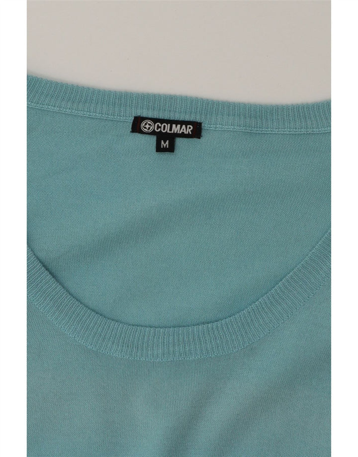 COLMAR Womens Boat Neck Jumper Sweater UK 12 Medium Blue Colourblock Vintage Colmar and Second-Hand Colmar from Messina Hembry 