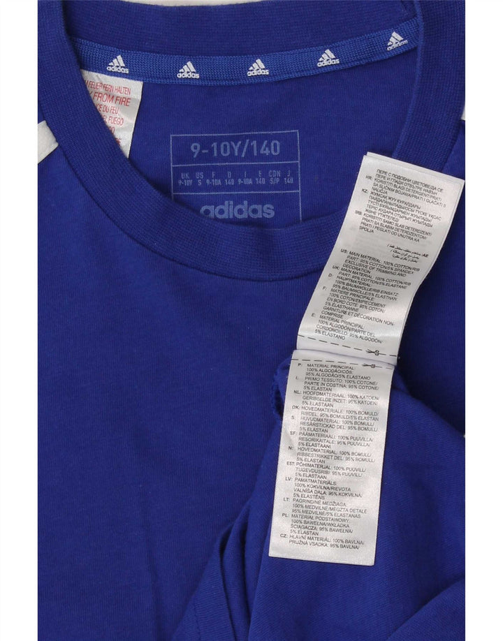 Adidas Boys T-Shirt Top 9-10 Years Blue Cotton